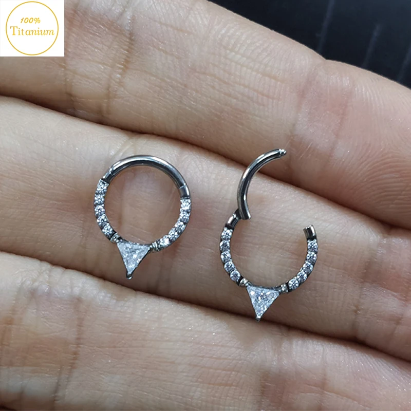 G23 Titanium Earrings Zircon Hinged Segment Clicker Septum Piercing Nose Ring Daith Helix Ear Cartilage Nose Piercing Jewelry