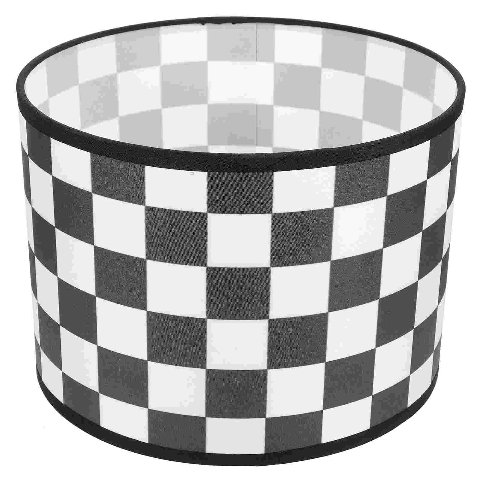 

Fabric Drum Lamp Shade Checkered Lampshade Chandelier Lamp Cover E27 Cloth Clip Light Shade Light Bulb Cover Replacement Light