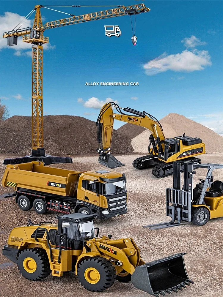 

Diecast Alloy Excavator Toy Car 1/50 Scale Children’s Engineering Truck Toys Forklift Crane Dump Truck Boy Electric Car Toy Gift