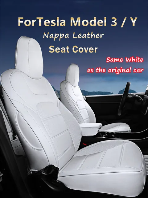 Nappa Leather Seat Cover For Tesla Model 3 Y Half Set Front Seats 