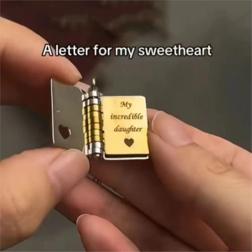 thumbnail interactive-video image 1 of My Little Star Book Locket Necklace For Son - 6 Engraved Pages, Gold/Silver Tone, Adjustable Chain 1 of 5