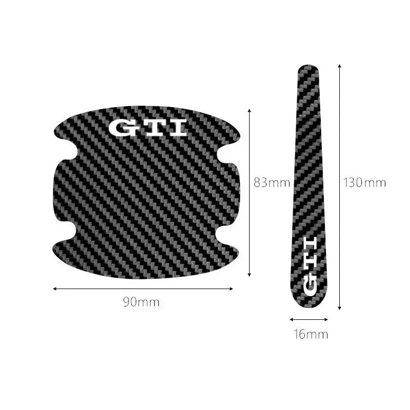 폭스바겐 VW GTI 로고 GTD GLI용 카본 파이버 도어 손잡이 보호 필름 스티커, 흠집 방지 범퍼 가드 스트립