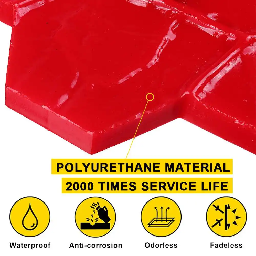 Hexagonal/Rectangle Slate Seamless Texture Polyurethane Stone Stamp Mat Concrete Cement Wall Mat DIY Paving Mold For Home/Garden