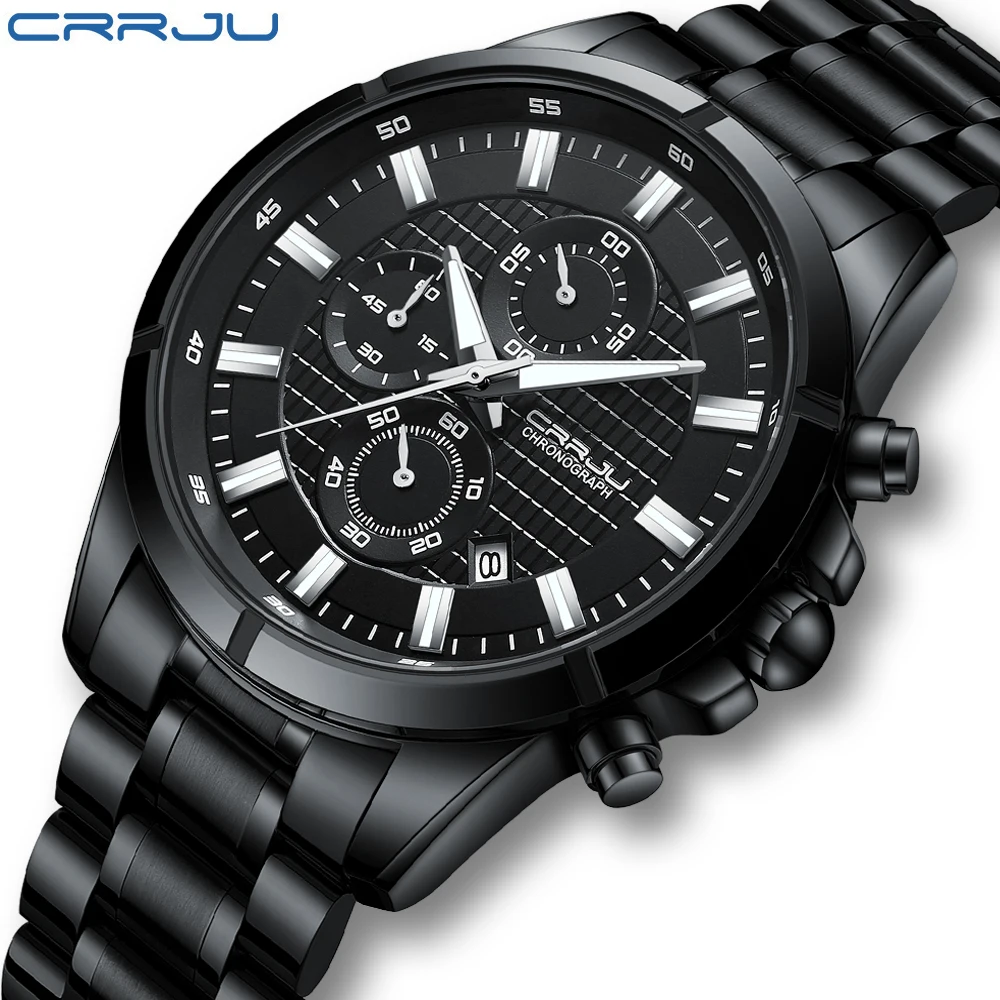 Reloj CRRJU para hombre, reloj de cuarzo deportivo de lujo de