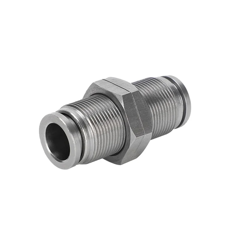 304 Stainless Steel Pneumatic Connector PM Partition Metal Quick Coupling Plug 4 6 8 10 12 16mm Trachea Connector 10PCS