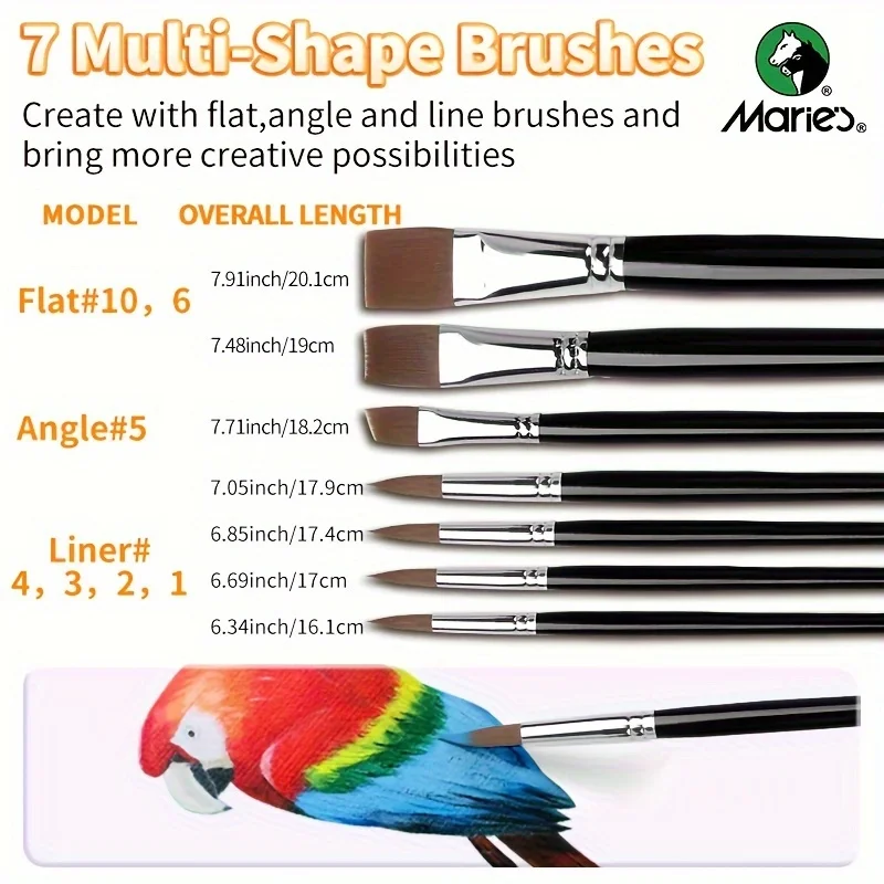 19 pcs Marie's Oil Paint Kit,12 Colors Oil-Based Pigment & 7pcs Brushes,12ml/0.42oz Tubes,Vibrant Oil Painting Set for Crafters 6