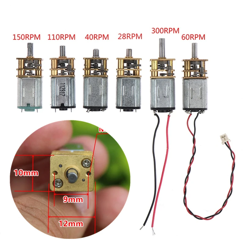 DC 5V N20 Gear Motor 40/60/28/150/300/110 RPM Low Speed Metal Gearbox Reducer Electric Mini Micro Motors DIY Toy Accessories