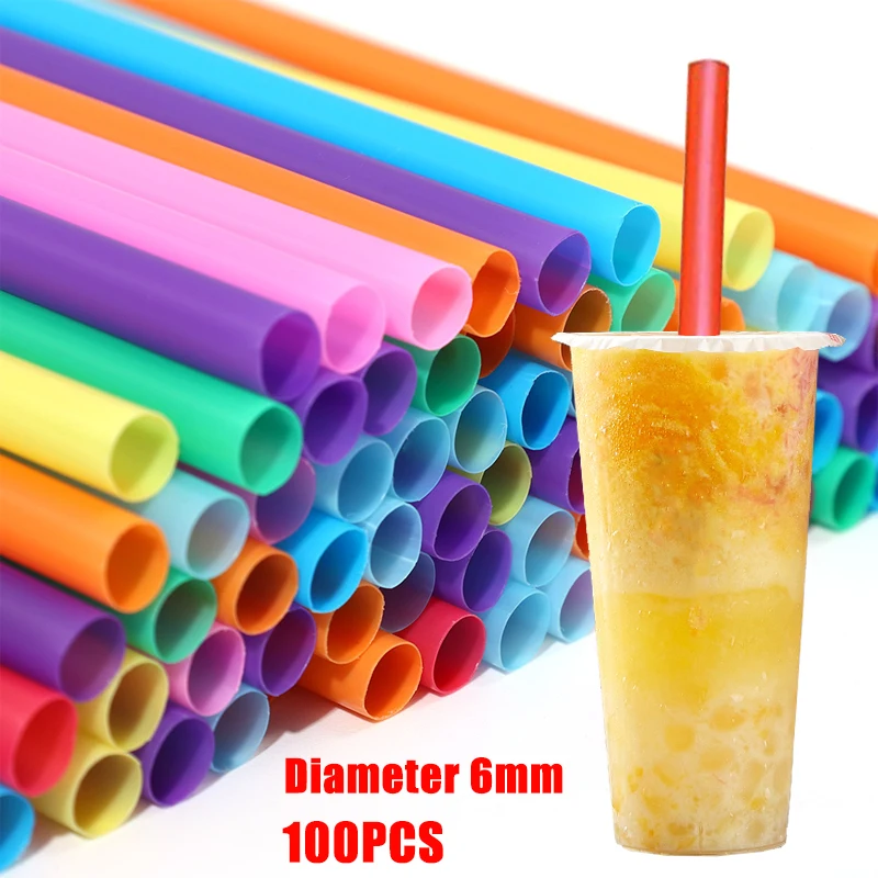 100Pcs Plastic Disposable Straws Colorful Milktea Drinking Straws Party Birthday Celebration Supplies Kitchenware Accessories