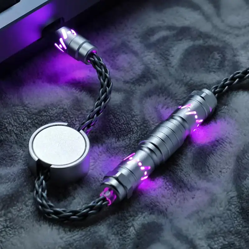 Luminous hollow RGB single crystal copper aviation plug cable 8K magnetic axis keyboard data cable charging