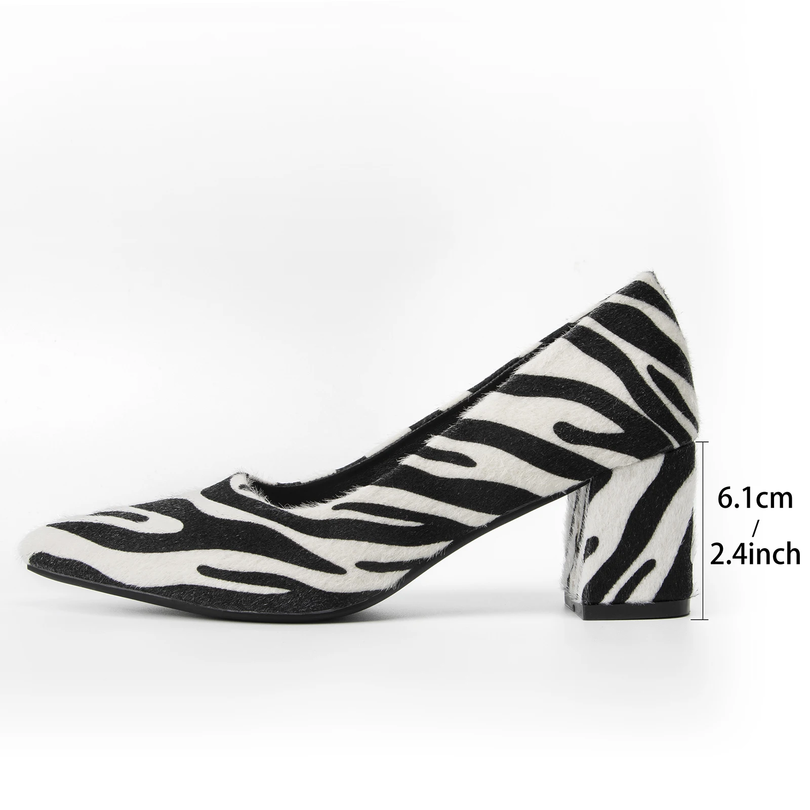 Women's Classic Zebra Sriped Pointed Square Heel High Heels Suitable For Various Occasions Work And Parties Shoes 2.4 Inches ﻿ 6