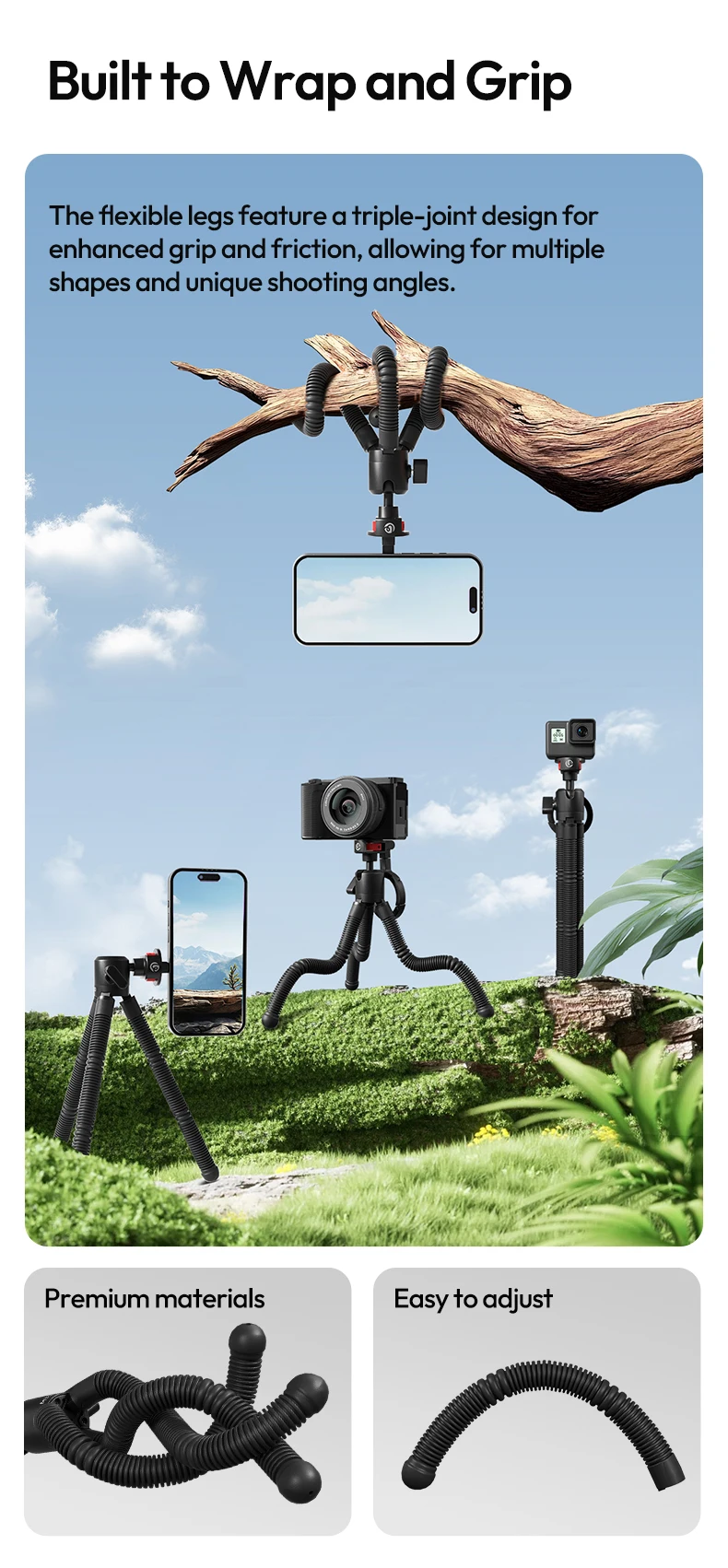 Magnetic Flexible Tripod Octopus Tripod for iPhone 16 15 14 13 Camera for Gopro
