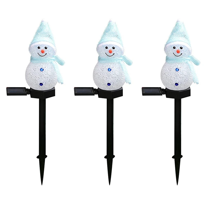 

3X Snowman Solar Lights Christmas Solar Powered LED Snowman Light Decor Outdoor Garden Stake Lamps Xmas Blue