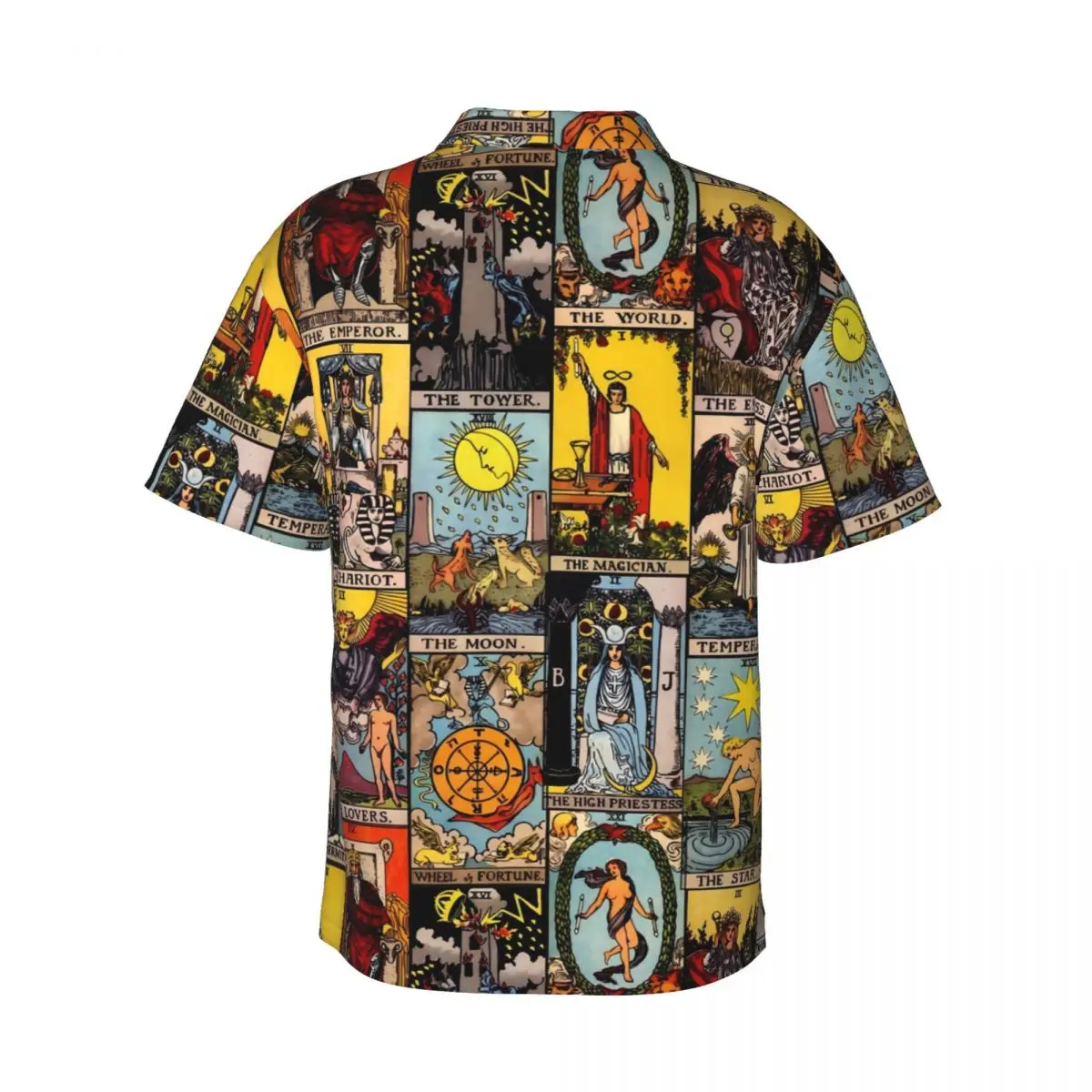 Tarot Hawaiian Shirt Men Beach A Major Arcana Print Casual Shirts Short Sleeve Breathable Design Novelty Oversize Blouses 4
