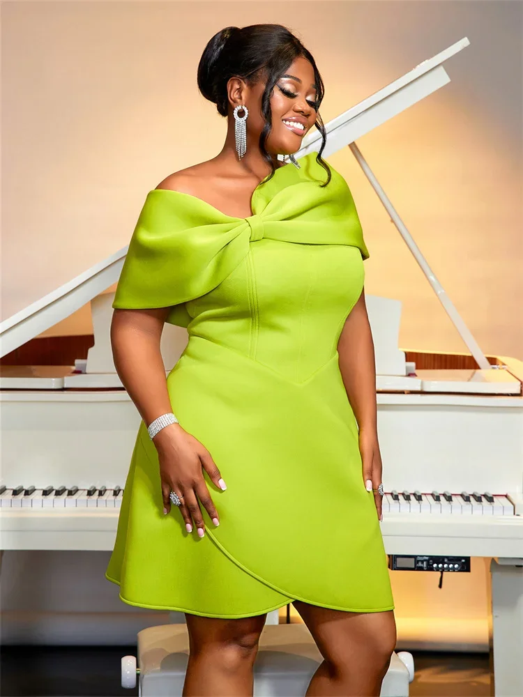 Wmstar Women Plus Size Dress Summer Large Size Elegant Short Sleeve Solid Color Sexy Stretchy Casual Dresses Sundress Clothing