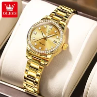 OLEVS Automatic Mechanical Watch for Women Diamond Calendar Dial Stainless Steel Waterproof Luminous Elegant Women's Wristwatch 1