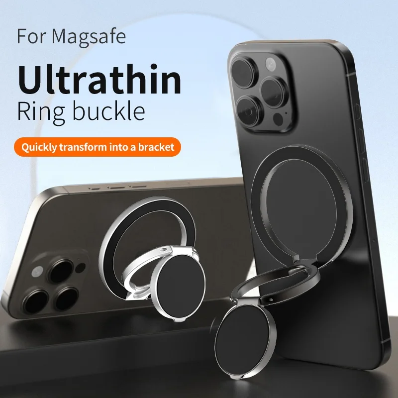 Dual-Sided Magnetic Phone Stand and Ring Holder with Kickstand Grip