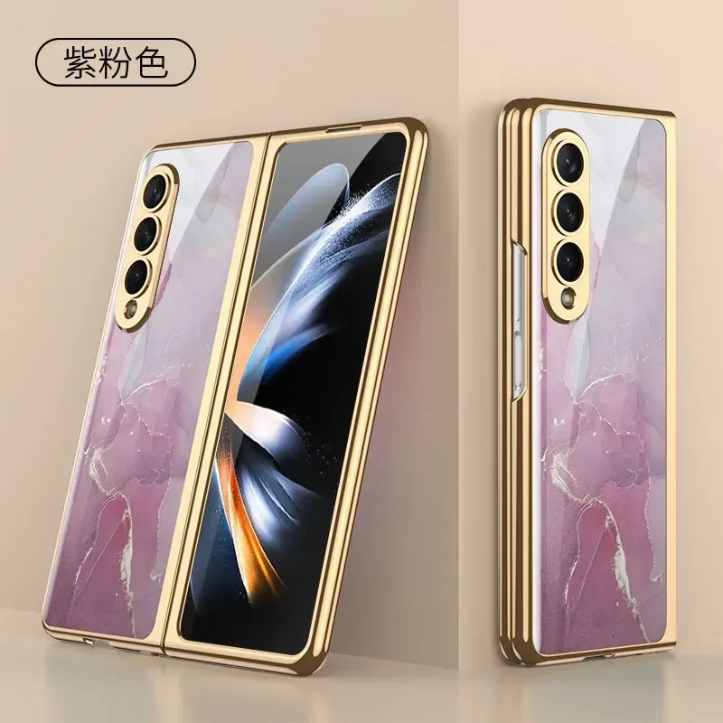 For Samsung Galaxy Z fold 3 case electroplated painted pattern tempered glass co