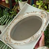 European Style Plastic Mirror Tray Oval Dessert Cupcake Plate Jewelry Display Storage Stand Make Up Mirror Home Table Decorative 6