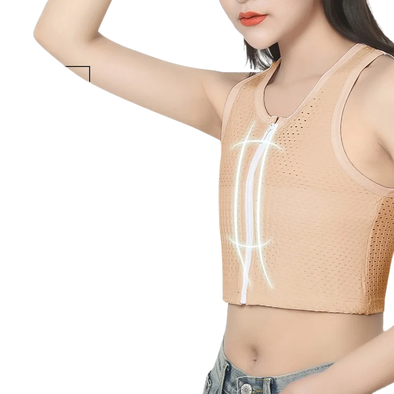 Plus Size Available Chest Binder Front Zipper Trans Binder FTM Front 7.87 inch Bandage Lesbian For Big Boobs