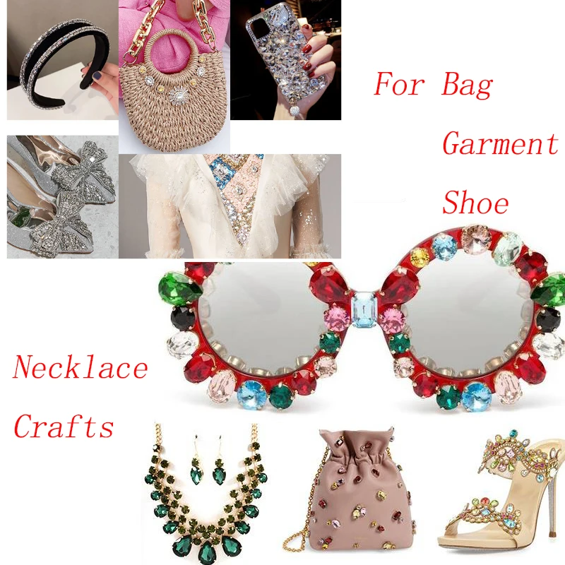 BBTO 120 Pcs Sew-on Rhinestones For Clothes - 10-18mm, Assorted Shapes & Colors, DIY Jewelry Making Kit - View #2