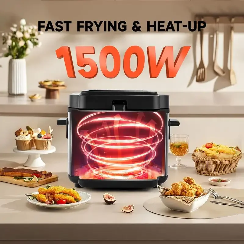 SUSTEAS Deep Fryer with Basket,1500W Electric Deep Fryers Use with Temperature Control, Removable Lid and 2.5L Non-Stick Inner