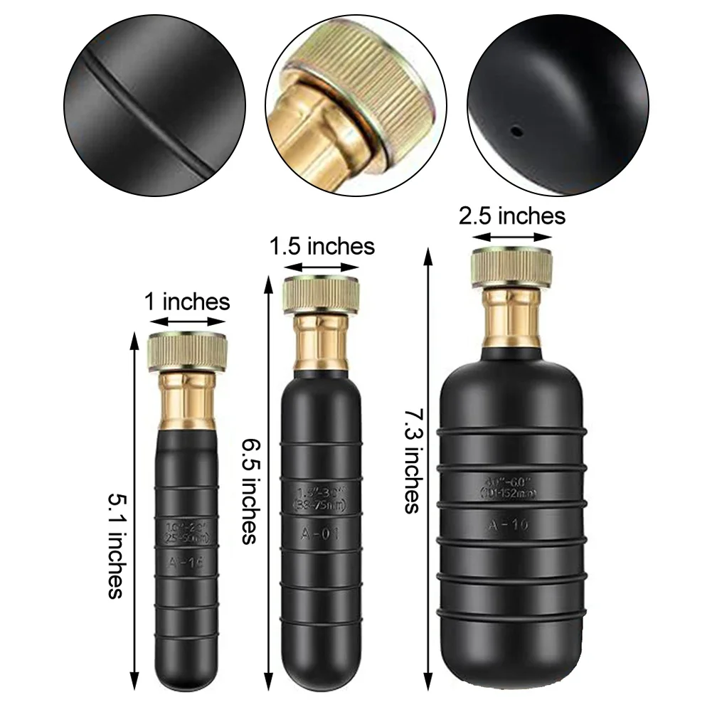 3pcs Drain Bladder Kit Drain Rubber Bladders Unclogger Pipes Cleaning With Water Power For Bathroom Sinks Showers Pools