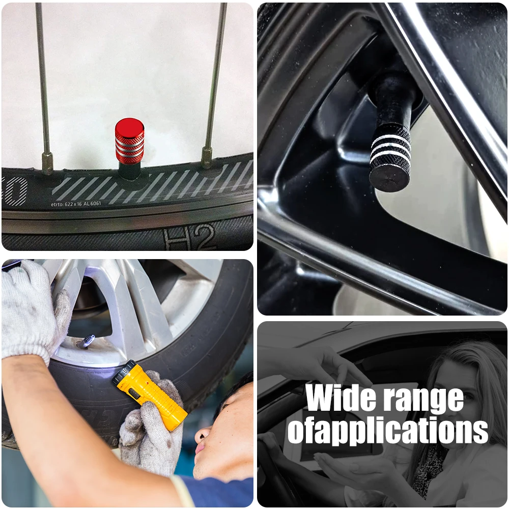 Universal Aluminum Tire Valve Caps - Set of 4, Dustproof for Cars, Motorcycles, and Bicycles