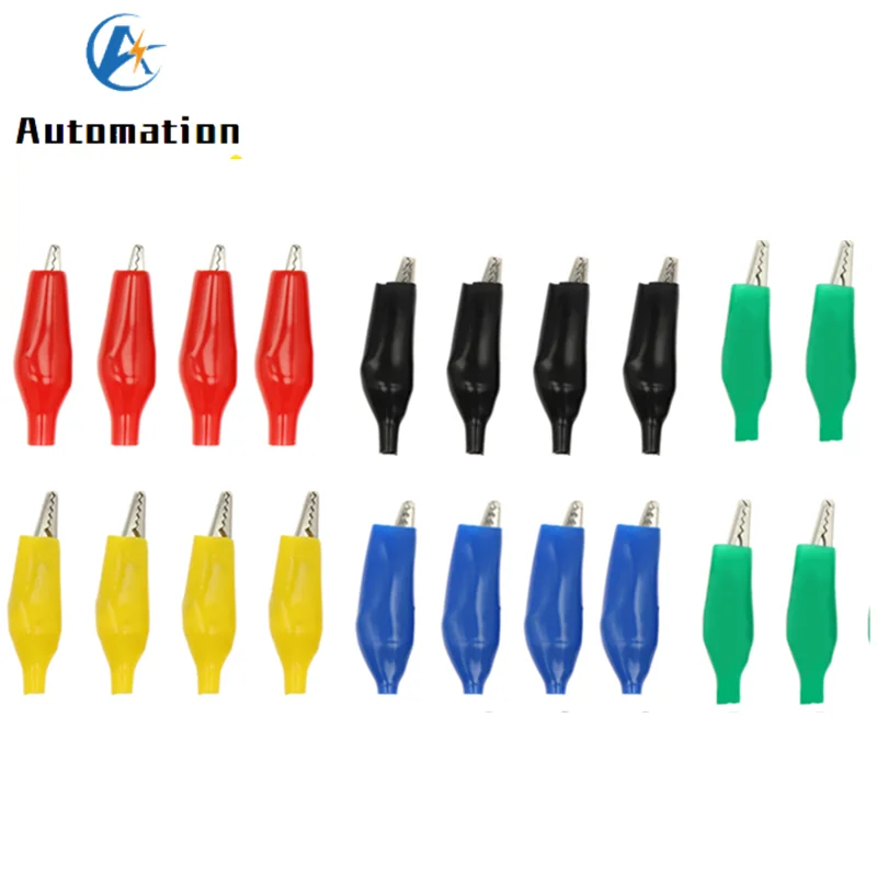 Alligator Clips Test Probes Test Clip Test Hooks Clips 10 Pcs 28MM 35MM 44MM Black Red Soft Plastic Coated Testing Probe Mini Alligator Test Clips