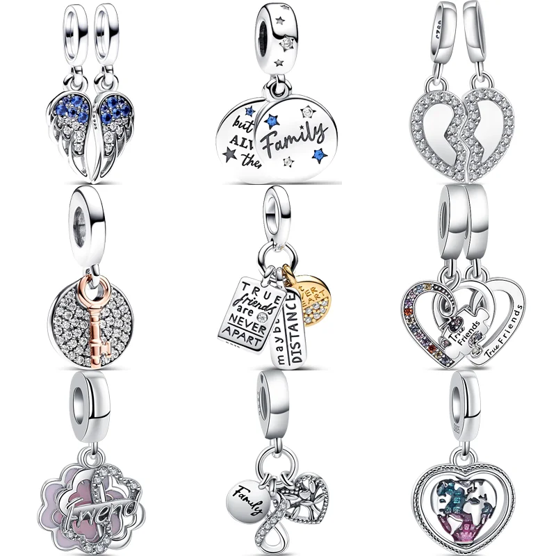 Charm Jewelry Sterling Silver Jewelry Beads Charms Sterling Silver Beads Silver Charm Bead Charm Bead Beads Jewelry Sterling Silver Beads Charm Silver Bead Bracelet Silver Charm Bracelet Bead Jewelry Making 925 Sterling Silver Family Friends Friendship Triple Dangle Charm Heart Beads Fit Original Pantaro Bracelet Fine DIY Jewelry