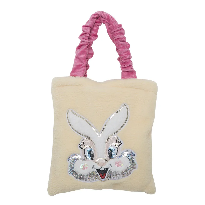 Female Soft Purse Bag with Zipper Women Small Handbags Lamb Wool Ladies Rabbit Shoulder Bag