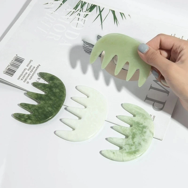 Natural Jade Comb Gua Sha Board Jade Massager For SPA Acupuncture Body Scraping Gouache Scraper Facial Skin Beauty Tool 3