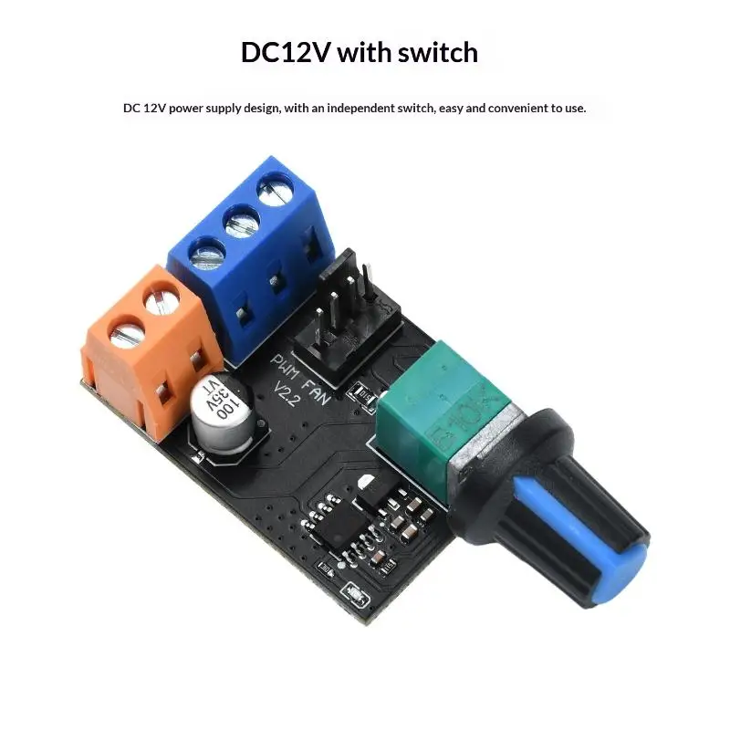 DC12V PWM 팬 속도 컨트롤러 모듈(스위치 포함) 3/4 와이어 모터 거버너 컴퓨터 PC 케이스용 전기 팬 속도 제어 손잡이