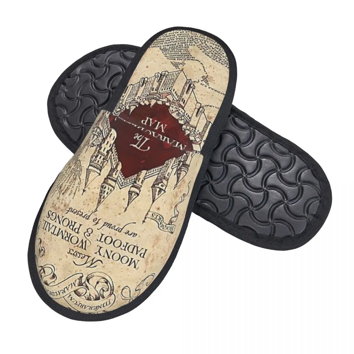Magic Marauders Map House Slippers Women Comfy Memory Foam Potters Slip On Spa Slipper Shoes