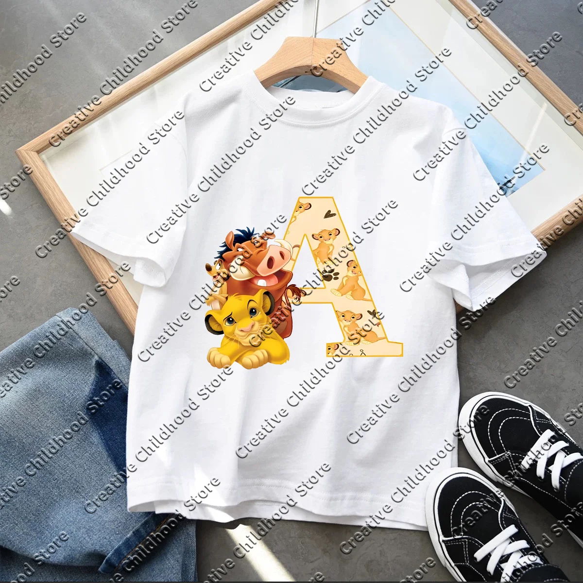 2025 Disney The Lion King Cute Simba Letter A B C D Print Kids T-Shirts Girls Clothes Baby Boys T shirt Summer Children Tops 2