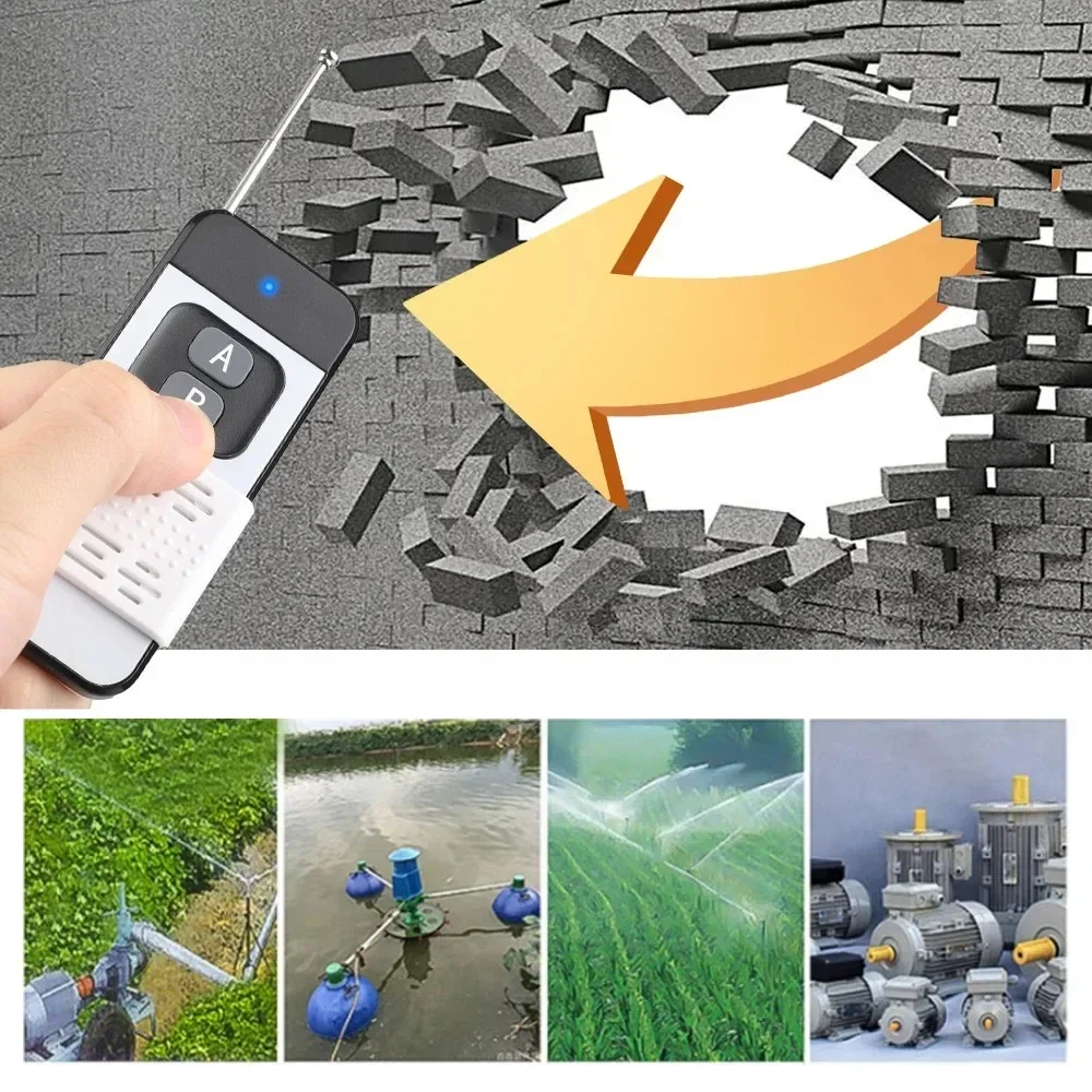 Interruttore di telecomando senza fili RF ad alta potenza 433Mhz AC85-220V 30A 1000M per lampada da soffitto pompa ventola di scarico per ufficio fattoria di fabbrica - immagine 6