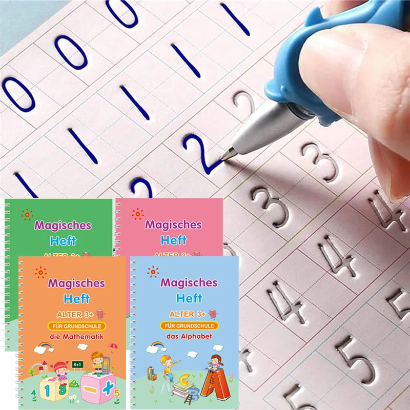 

Free Shipping SANK Copybooks Pen Magic German Free Wiping French English Spanish Kids Writing Sticker Practice Calligraphy