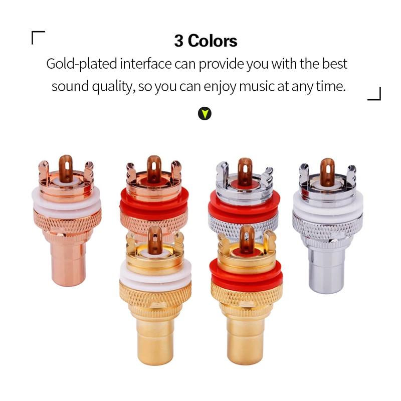 Yytcg Pcs Rca Fêmea Chassis Soquete do Conector Cmc Banhado a Ródio Jack de Cobre 32 mm Cobre Plug Amp Hifi Branco Vermelho Áudio Jacks - Image 4