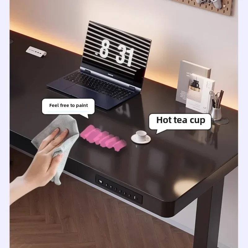 Minimally Modern Tempered Glass Computer Table Desktop Home Office Desk Bedroom Desk Storage with Drawers Gaming Table
