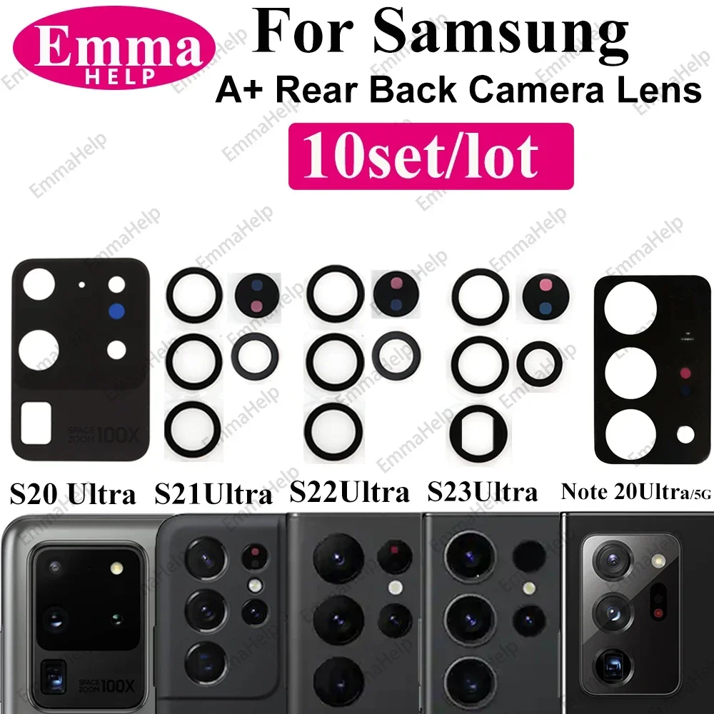 10pcs Rear Back Camera Glass Lens Replacement For Samsung S20 FE Note 20 Ultra S20FE S23 S22 S21 S10 Plus 5G phone camera lens camera lens cover