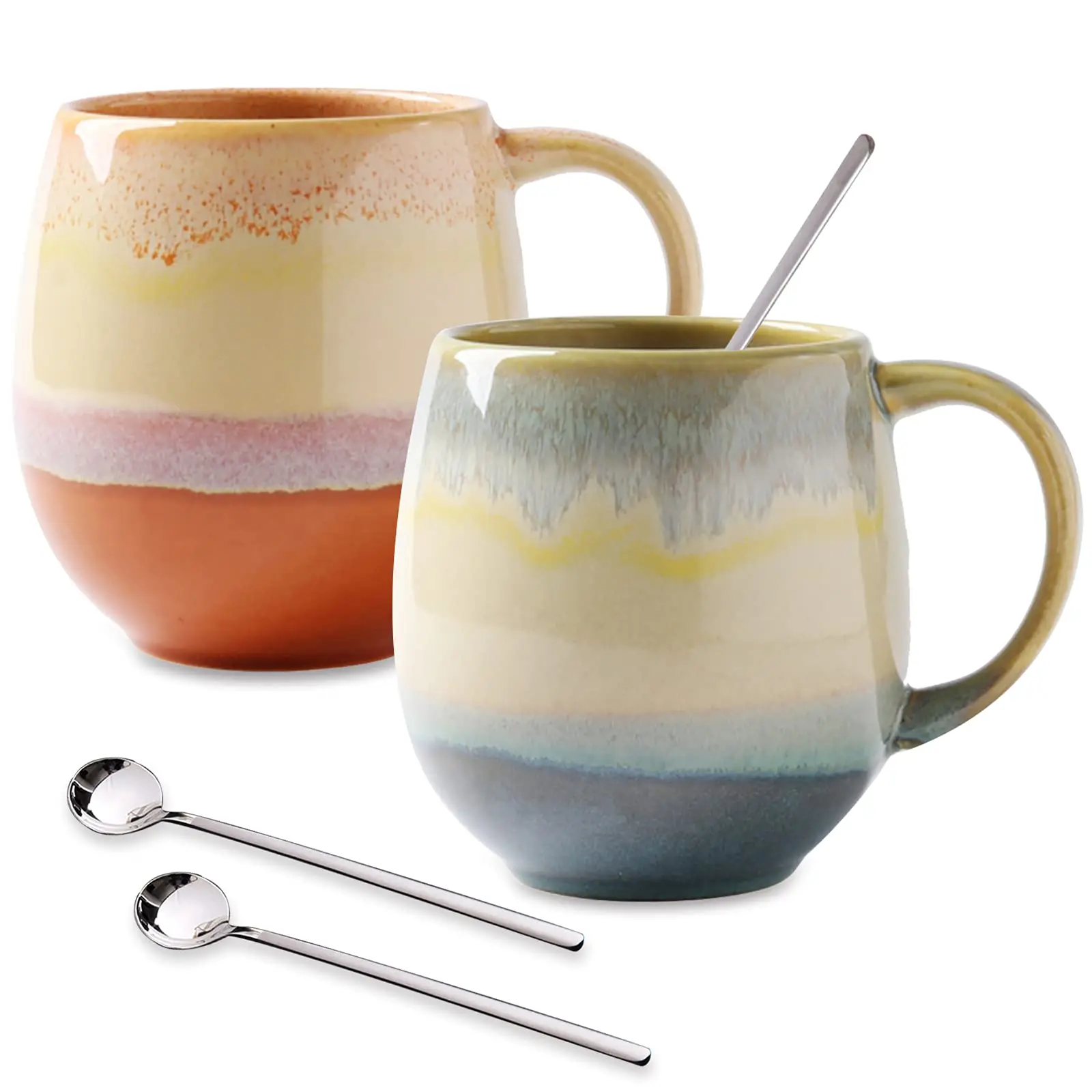 

Porcelain Mugs 16 Oz For Coffee Mug Set With Spoons 2-pack Ceramic Tea Mug For Soup Hot Cocoa Funny Tea Cups