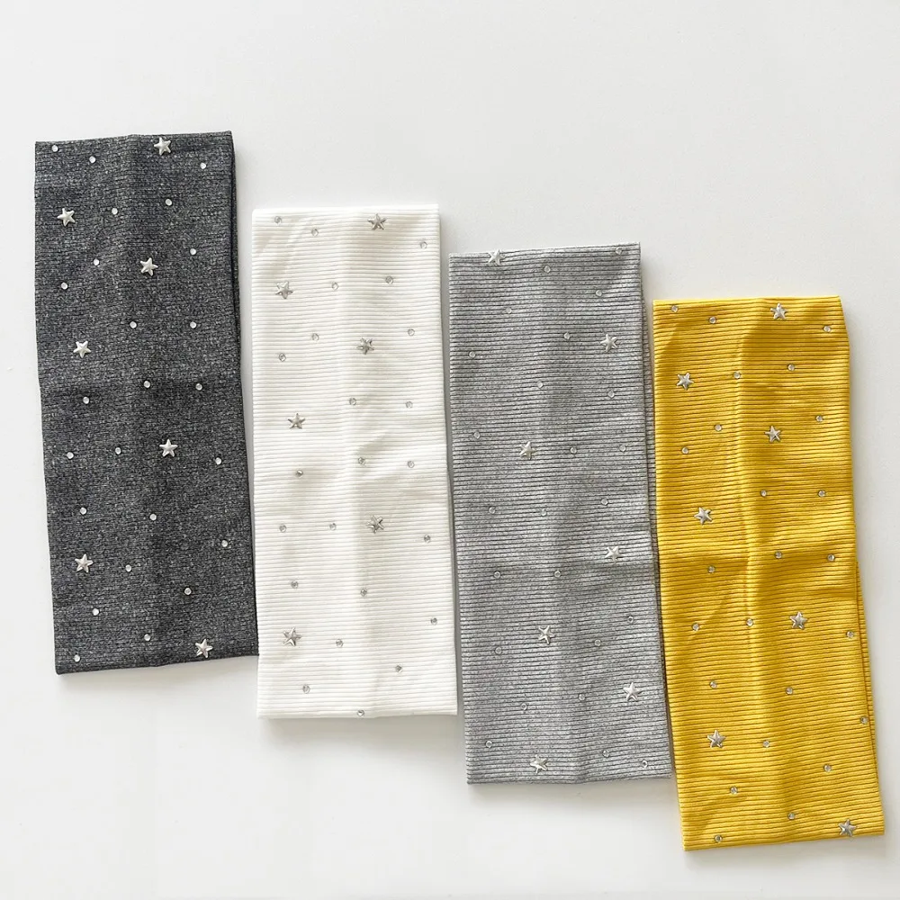 Neues Schweißabsorbierendes Yoga-Stirnband Elastisches Glitzerndes Diamant-Kopftuch Einfarbig Atmungsaktiver Elastischer Turban zum Gesichtwaschen – Detail 4