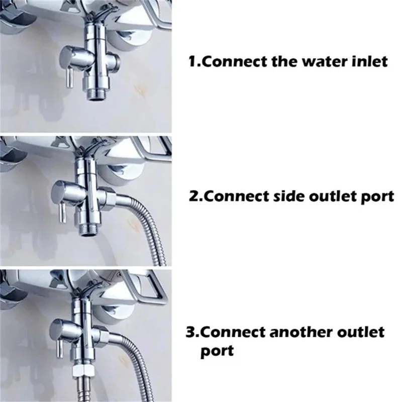 Bathroom Shower Faucet Connector Valve Three-head Four-point Water Diversion Valve Faucet Replacement Spare Parts For Tap