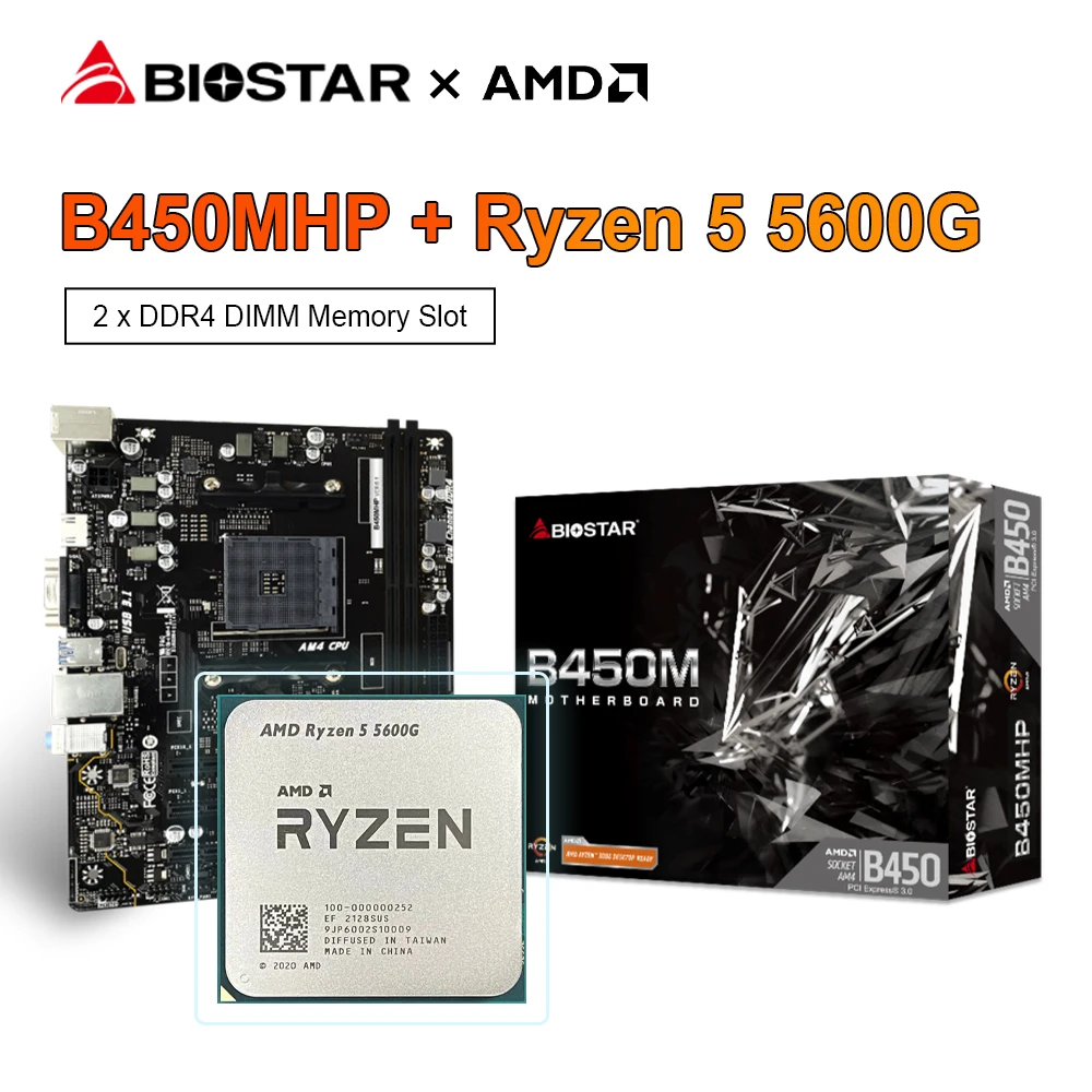 BIOSTAR Carte M re B450MHP GAMING Processeur AMD Ryzen 5 5600G R5 biostar-carte-m-re-b450mhp-gaming-processeur-amd-ryzen-5-5600g-r5