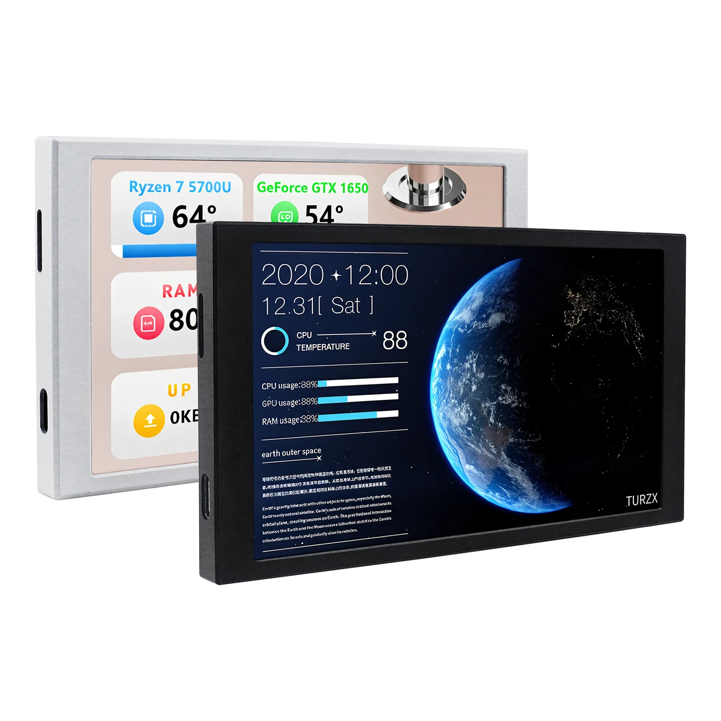 TURZX 5.2 Inch Secondary Screen USB-C Interface CPU GPU RAM Smart