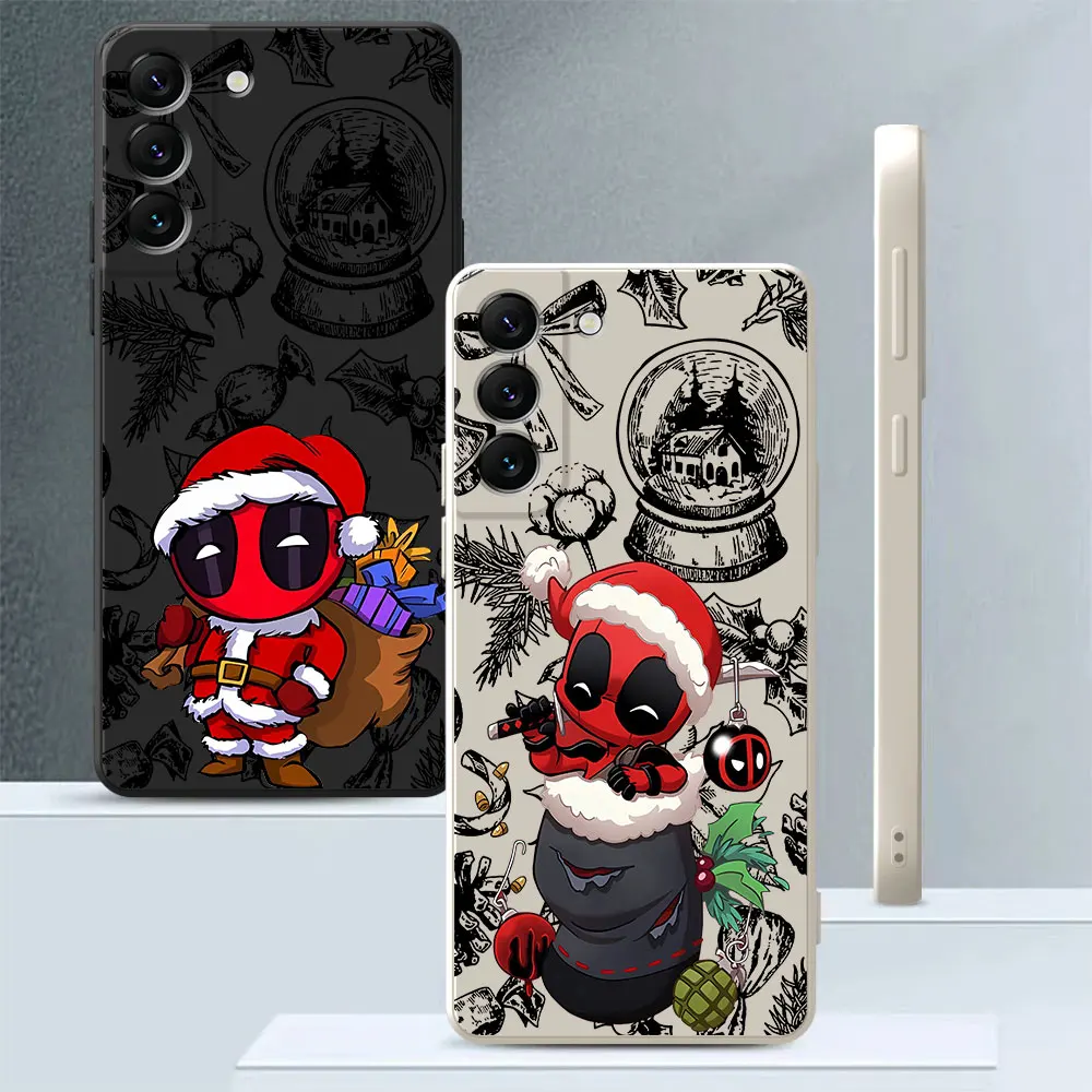 Marvel Christmas Deadpool Custodia Carina Per Samsung Galaxy S10E S21 S22 Plus S20 Fe S10 S23 Ultra 5G Square Liquid Soft Cover