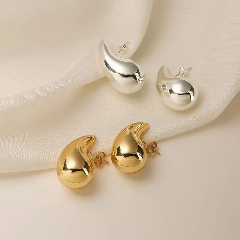 925 Sterling Silver 18K Gold Plated Water Drop Earring for Women Vintage Hoop Earrings