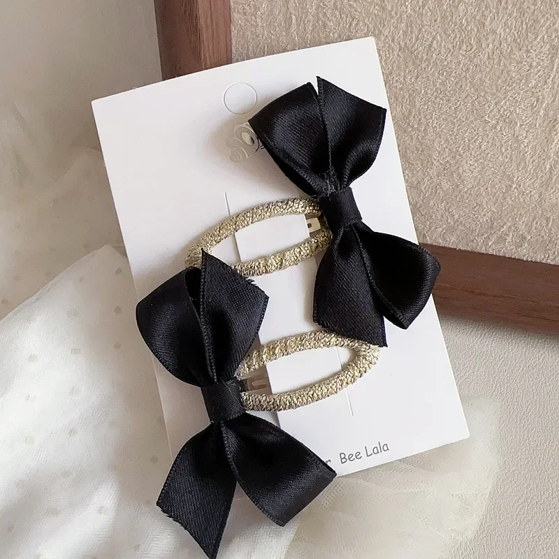 2pcs/set Elegant Princess Bow Baby Girl Hair Clip Black Color Velvet Lace Bow Barrettes Toddler Hair Pin Kids Hair Accessories 3