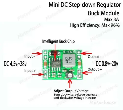 미니 DC-DC 벅 스텝 다운 전압 조정기 모듈, 조정 가능한 전압 변환기, DC 4.5V-28V-DC 3.3V 5V 9V 12V 3A