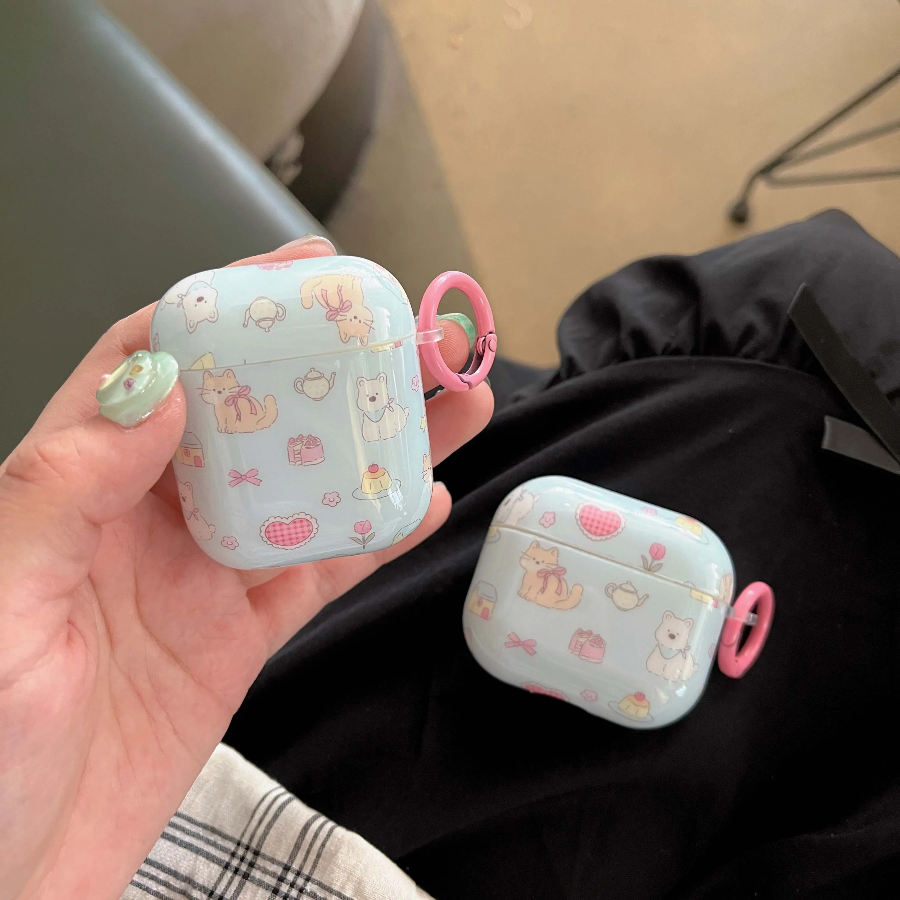 Spring Mint Cute Puppy Cat Earhone Case Per Apple Airpod Pro2Nd Love Flower Scatola Di Ricarica Wireless Per Airpods 1 2 3 Pro Cover
