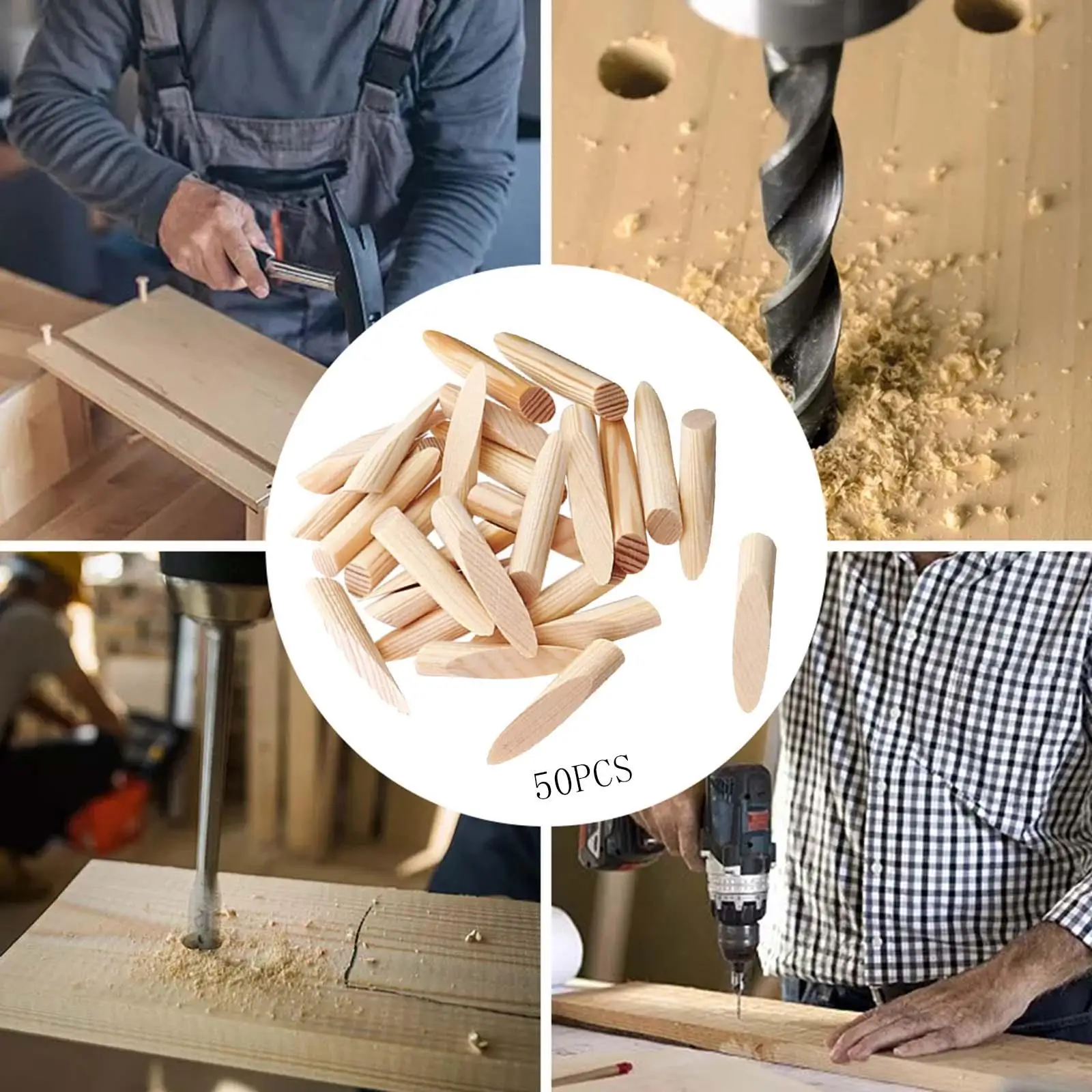 50 Pieces Pocket Hole Plugs Paint Grade Wood Plugs Pocket Hole Jig for Woodworking Tool Craft Screw Holes Grooved Furniture